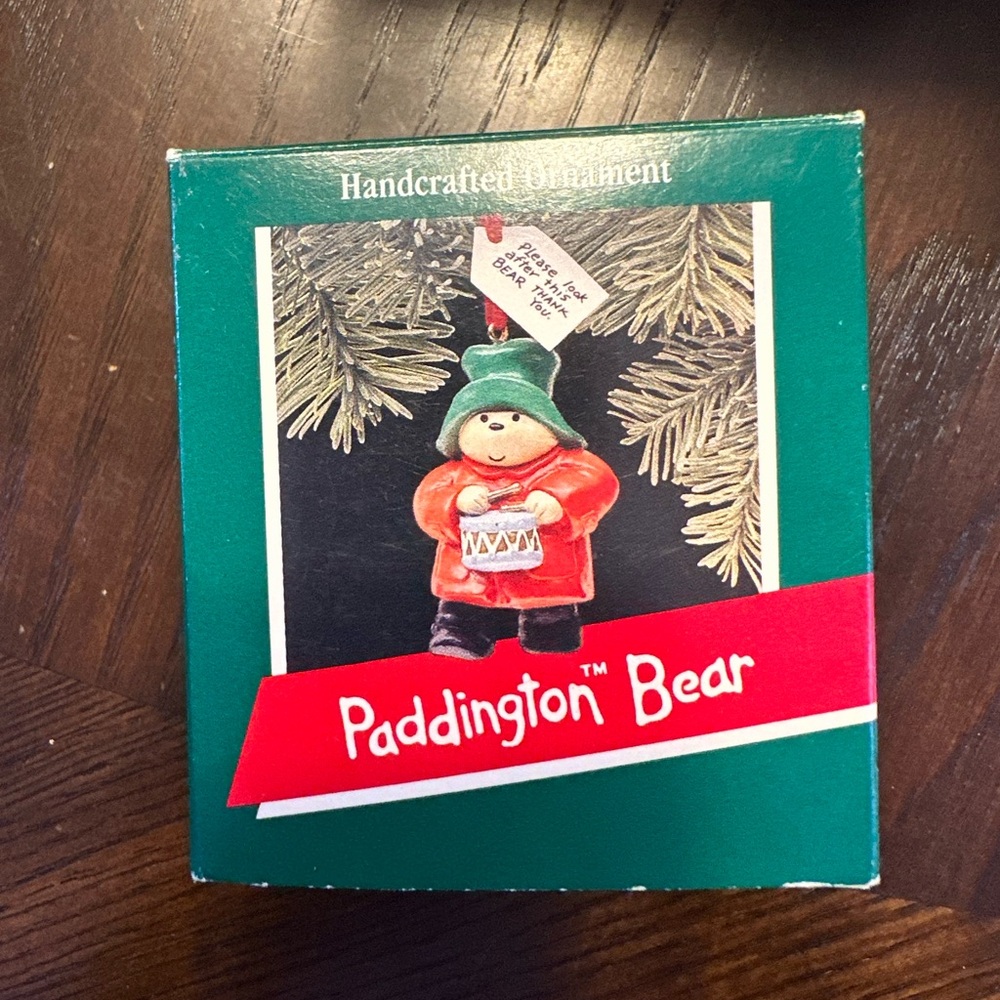 Hallmark 1989 PADDINGTON BEAR Christmas Ornament Eden Toys Playing Drum 2.5"
